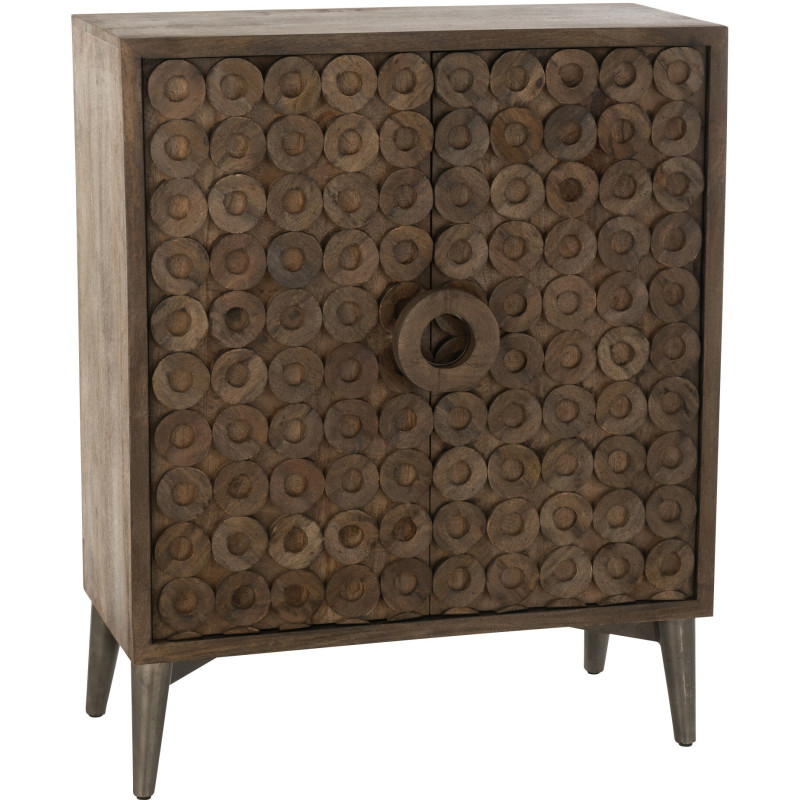 Buffet moderne Bas 2 portes en Bois de manguier Marron Qalden - 1