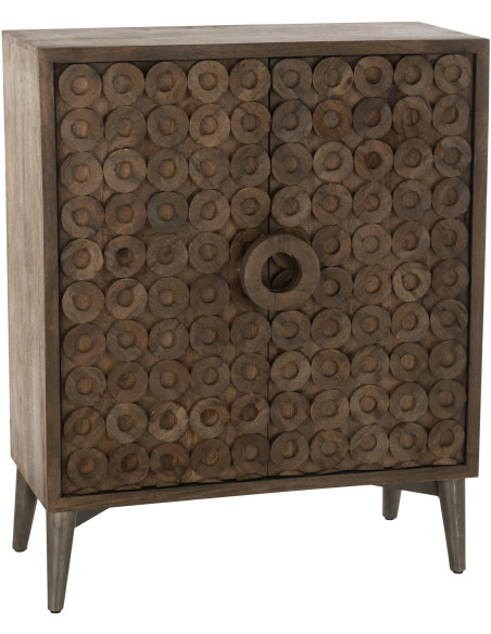 Buffet moderne Bas 2 portes en Bois de manguier Marron Qalden - 1