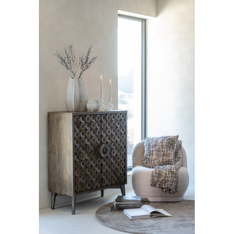 Buffet moderne Bas 2 portes en Bois de manguier Marron Qalden - 2