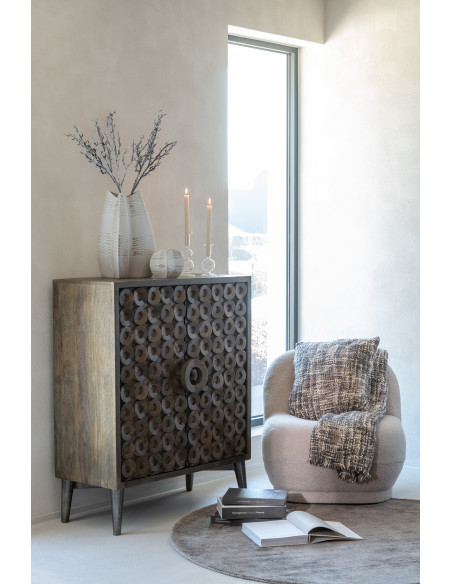 Buffet moderne Bas 2 portes en Bois de manguier Marron Qalden - 2