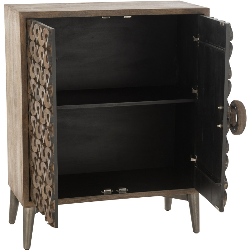 Buffet moderne Bas 2 portes en Bois de manguier Marron Qalden - 9