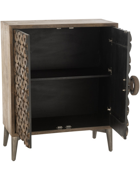 Buffet moderne Bas 2 portes en Bois de manguier Marron Qalden - 9