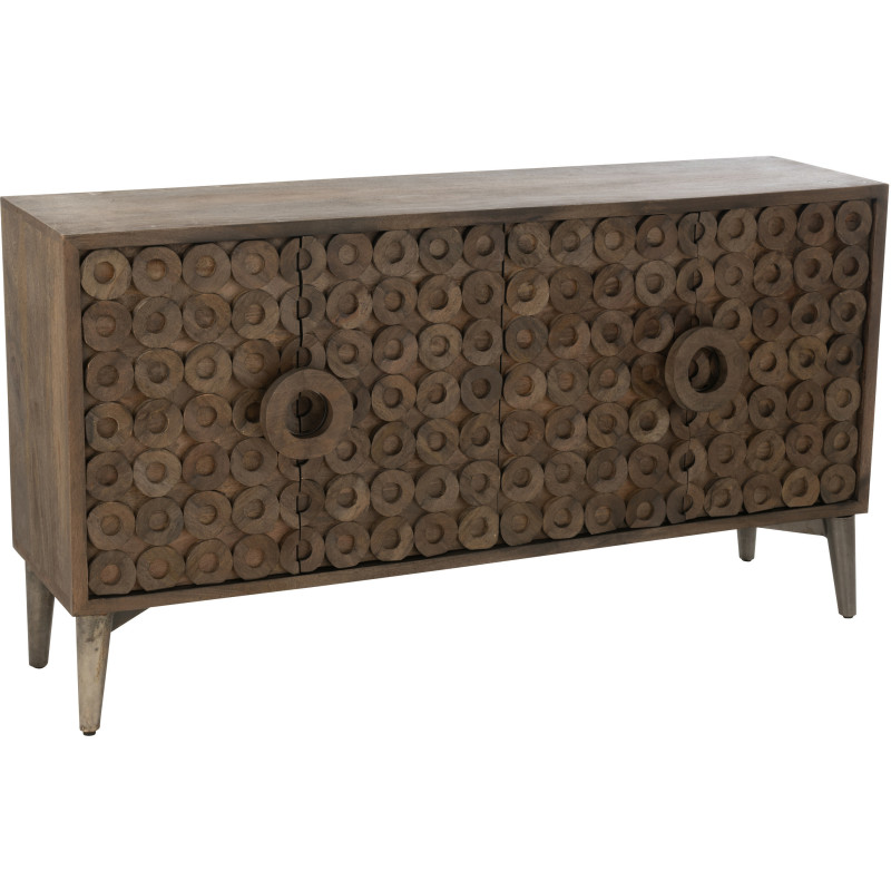 Buffet moderne Bas 4 portes en Bois de manguier Marron Qalden - 1