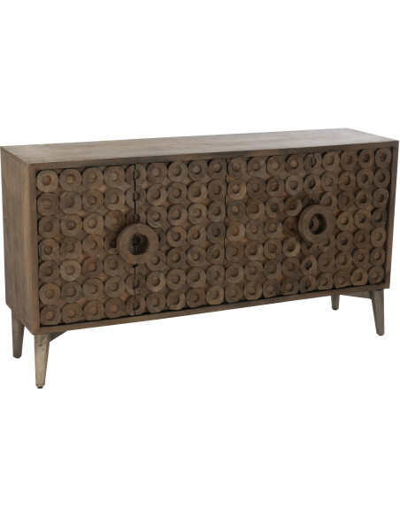 Buffet moderne Bas 4 portes en Bois de manguier Marron Qalden - 1