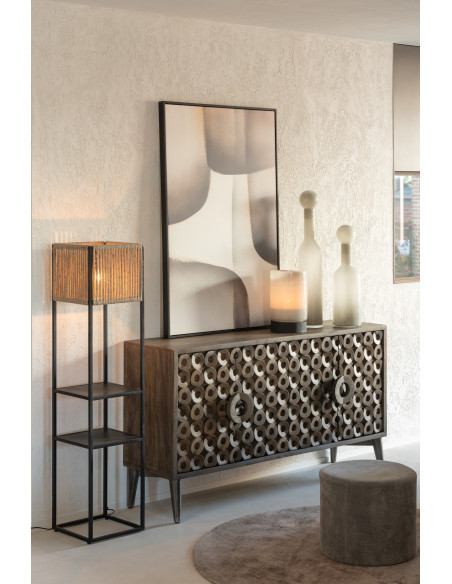 Buffet moderne Bas 4 portes en Bois de manguier Marron Qalden - 2