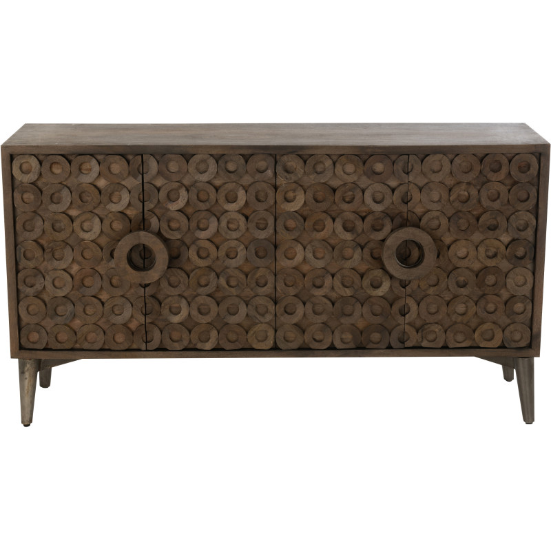 Buffet moderne Bas 4 portes en Bois de manguier Marron Qalden - 3