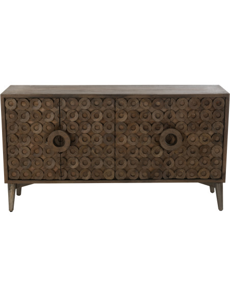 Buffet moderne Bas 4 portes en Bois de manguier Marron Qalden - 3