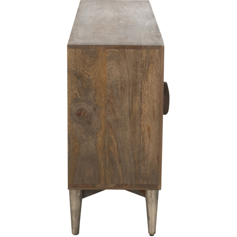Buffet moderne Bas 4 portes en Bois de manguier Marron Qalden - 4