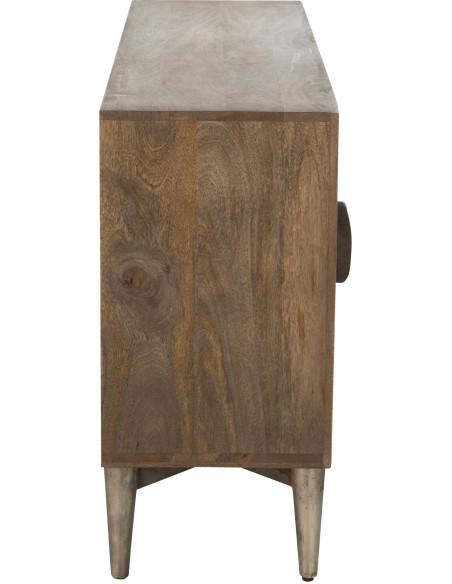 Buffet moderne Bas 4 portes en Bois de manguier Marron Qalden - 4