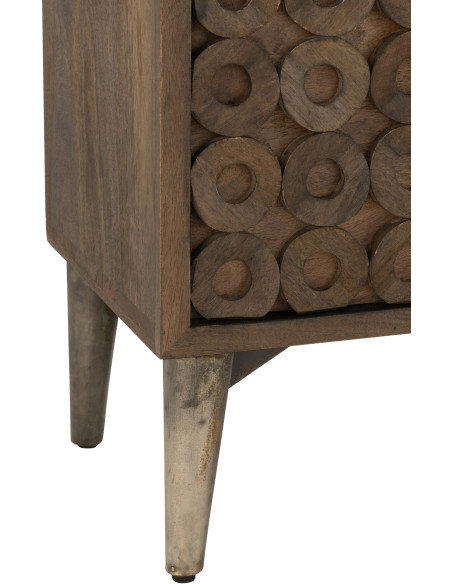 Buffet moderne Bas 4 portes en Bois de manguier Marron Qalden - 6