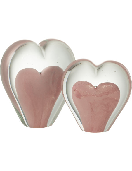 Sulfure Originale XL Coeur Roméo en Verre Rose 12 cm J-Line - 2
