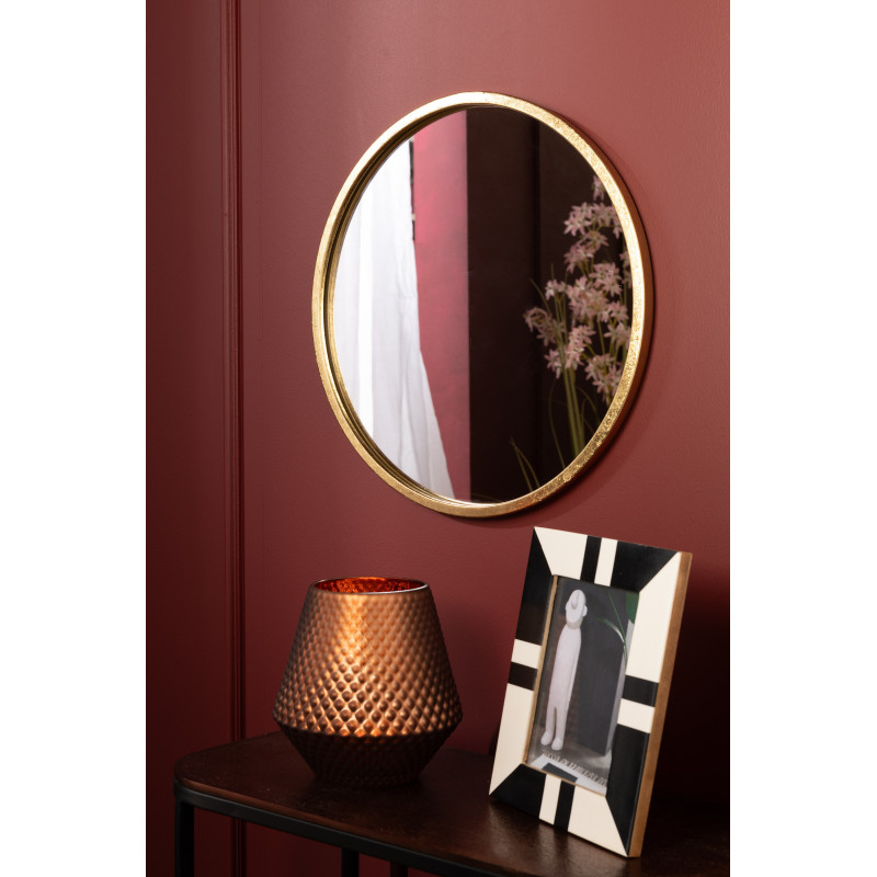 Miroir Mural Rond Mona en Métal Doré J-Line - 2