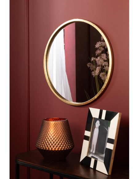 Miroir Mural Rond Mona en Métal Doré J-Line - 2