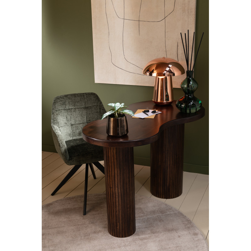 Fauteuil de table moderne pivotant en Tissu acrylique Vert Métal Noir Louna - 2