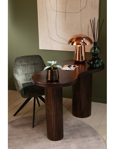 Fauteuil de table moderne pivotant en Tissu acrylique Vert Métal Noir Louna - 2