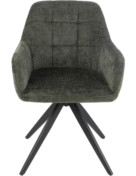 Fauteuil de table moderne pivotant en Tissu acrylique Vert Métal Noir Louna - 3