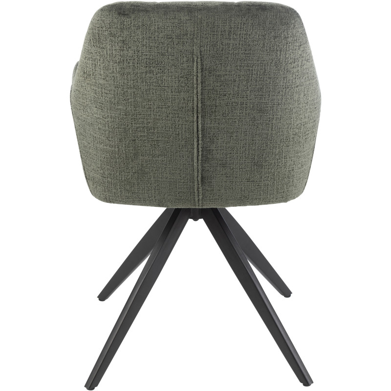 Fauteuil de table moderne pivotant en Tissu acrylique Vert Métal Noir Louna - 5