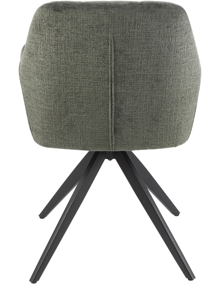 Fauteuil de table moderne pivotant en Tissu acrylique Vert Métal Noir Louna - 5
