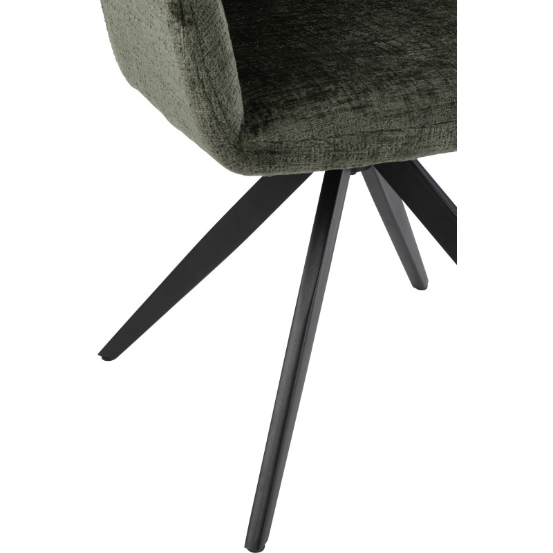 Fauteuil de table moderne pivotant en Tissu acrylique Vert Métal Noir Louna - 6