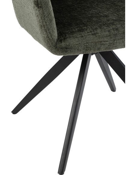 Fauteuil de table moderne pivotant en Tissu acrylique Vert Métal Noir Louna - 6