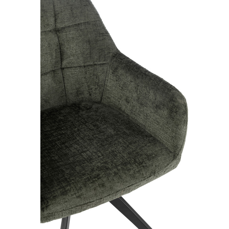 Fauteuil de table moderne pivotant en Tissu acrylique Vert Métal Noir Louna - 7