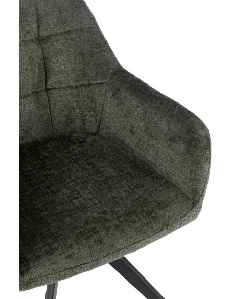 Fauteuil de table moderne pivotant en Tissu acrylique Vert Métal Noir Louna - 7