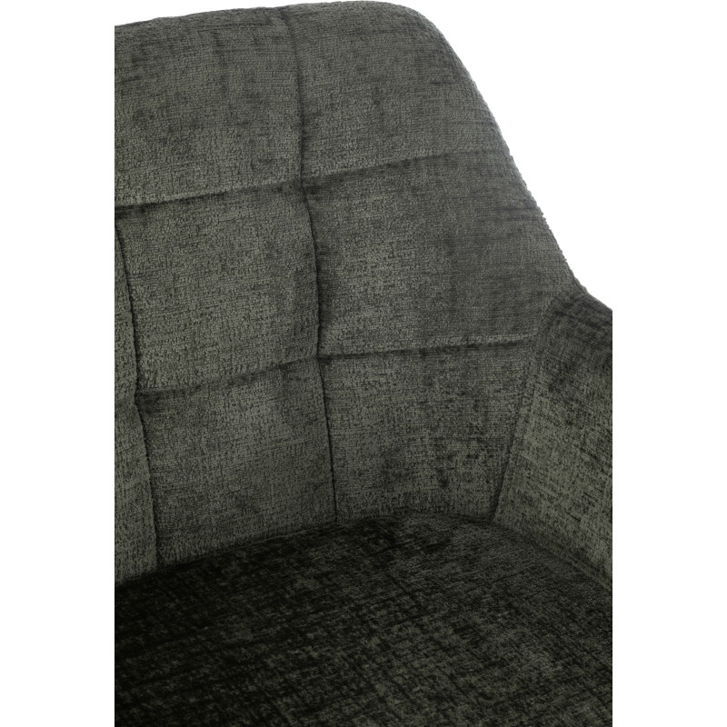 Fauteuil de table moderne pivotant en Tissu acrylique Vert Métal Noir Louna - 8