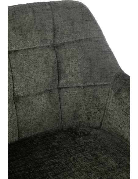 Fauteuil de table moderne pivotant en Tissu acrylique Vert Métal Noir Louna - 8