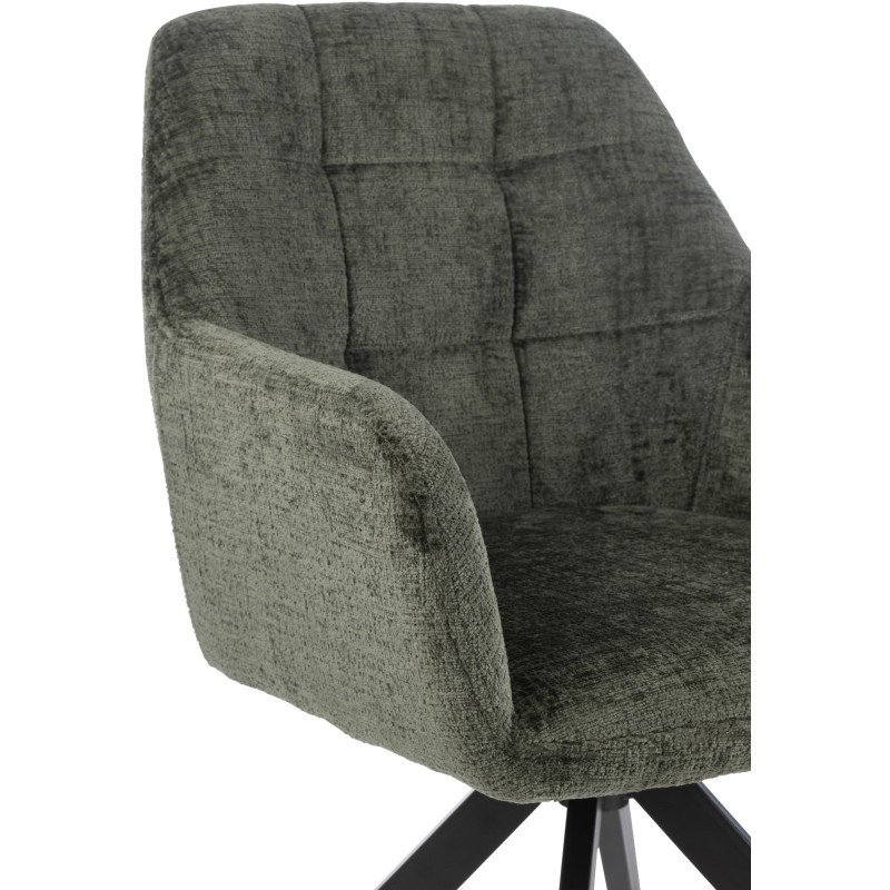 Fauteuil de table moderne pivotant en Tissu acrylique Vert Métal Noir Louna - 9