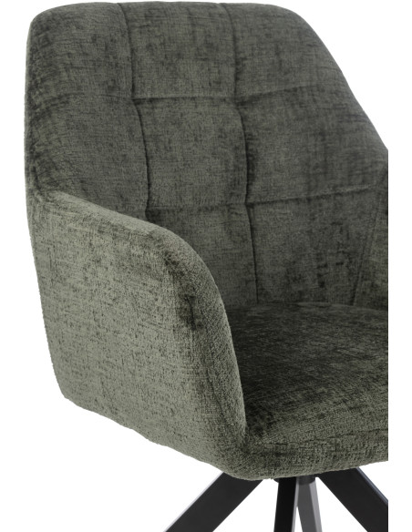 Fauteuil de table moderne pivotant en Tissu acrylique Vert Métal Noir Louna - 9