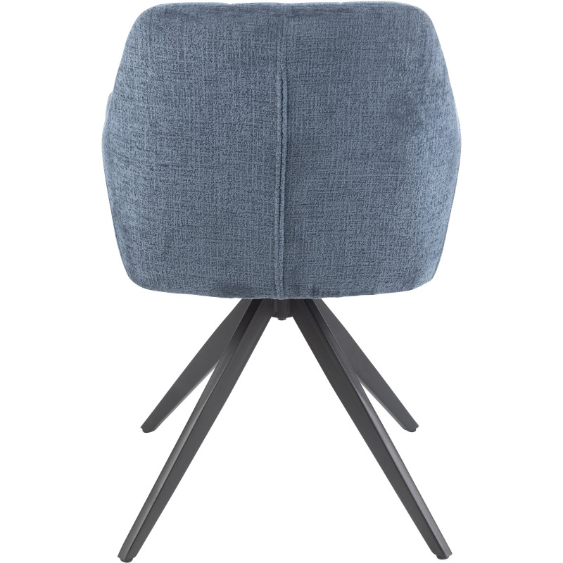 Fauteuil de table moderne pivotant en Tissu acrylique Bleu Métal Noir Louna - 4