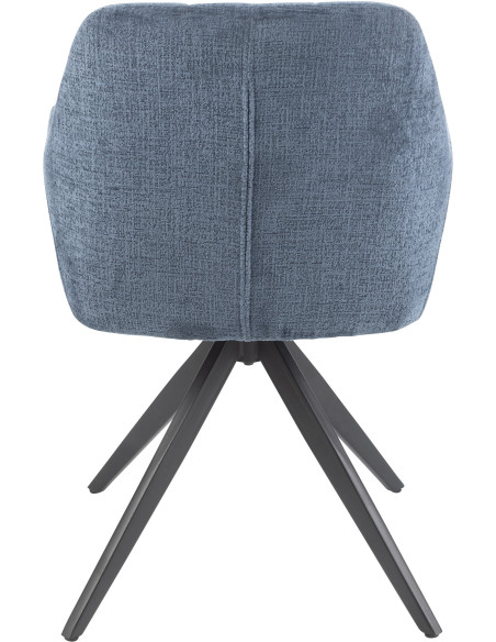 Fauteuil de table moderne pivotant en Tissu acrylique Bleu Métal Noir Louna - 4