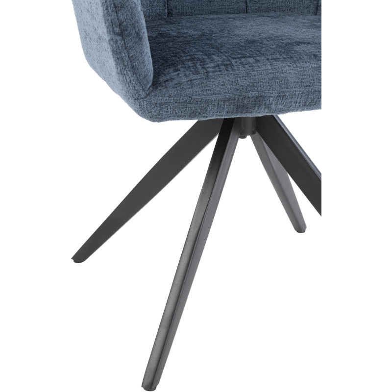 Fauteuil de table moderne pivotant en Tissu acrylique Bleu Métal Noir Louna - 5