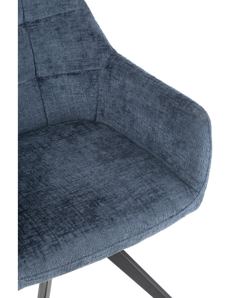 Fauteuil de table moderne pivotant en Tissu acrylique Bleu Métal Noir Louna - 6