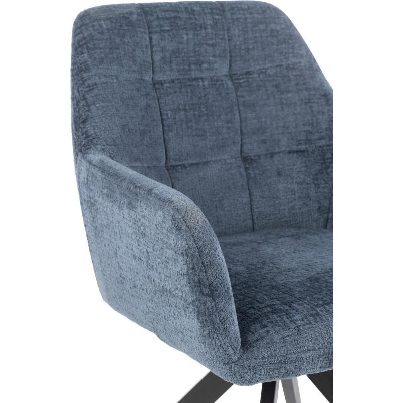Fauteuil de table moderne pivotant en Tissu acrylique Bleu Métal Noir Louna - 7