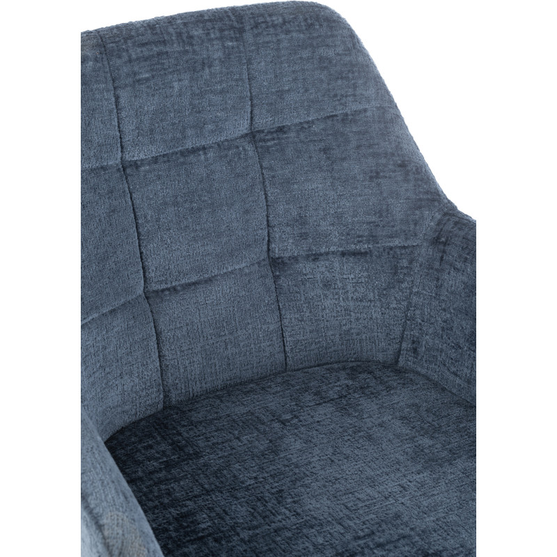 Fauteuil de table moderne pivotant en Tissu acrylique Bleu Métal Noir Louna - 8