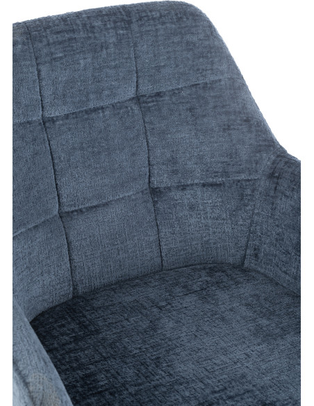 Fauteuil de table moderne pivotant en Tissu acrylique Bleu Métal Noir Louna - 8