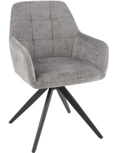 Fauteuil de table moderne pivotant en Tissu acrylique Gris foncé Métal Noir Louna - 1