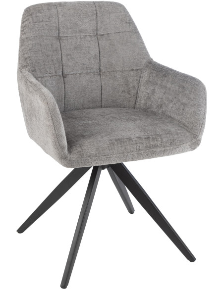 Fauteuil de table moderne pivotant en Tissu acrylique Gris foncé Métal Noir Louna - 1