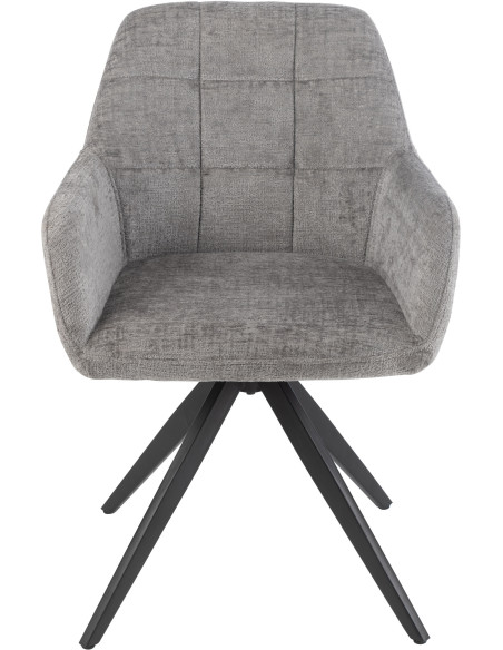 Fauteuil de table moderne pivotant en Tissu acrylique Gris foncé Métal Noir Louna - 2