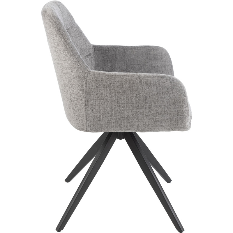 Fauteuil de table moderne pivotant en Tissu acrylique Gris foncé Métal Noir Louna - 3