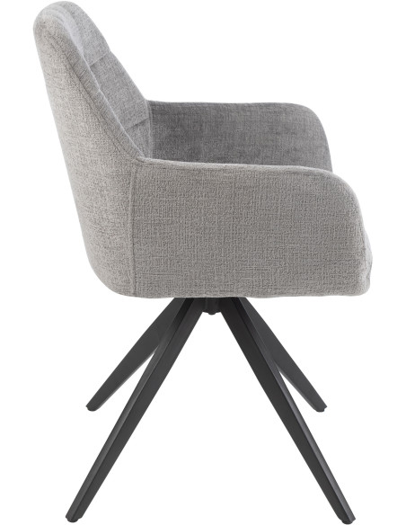 Fauteuil de table moderne pivotant en Tissu acrylique Gris foncé Métal Noir Louna - 3