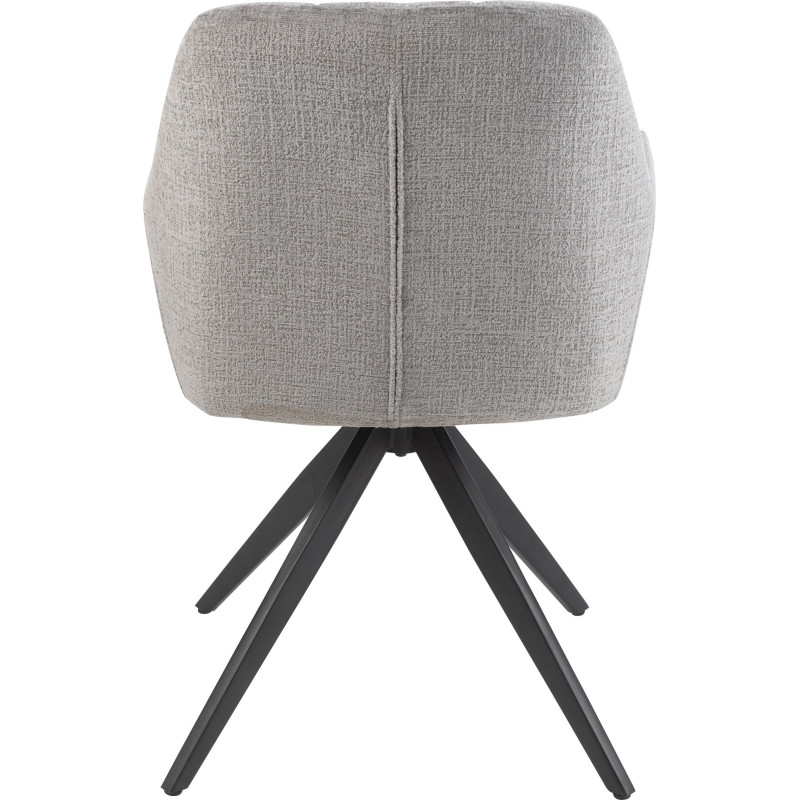 Fauteuil de table moderne pivotant en Tissu acrylique Gris foncé Métal Noir Louna - 4