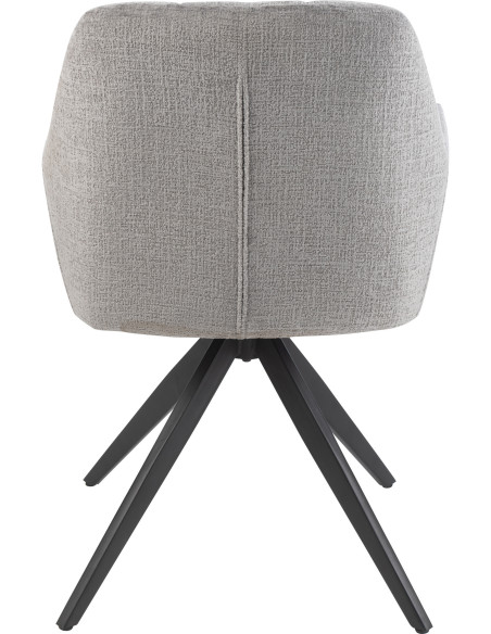 Fauteuil de table moderne pivotant en Tissu acrylique Gris foncé Métal Noir Louna - 4