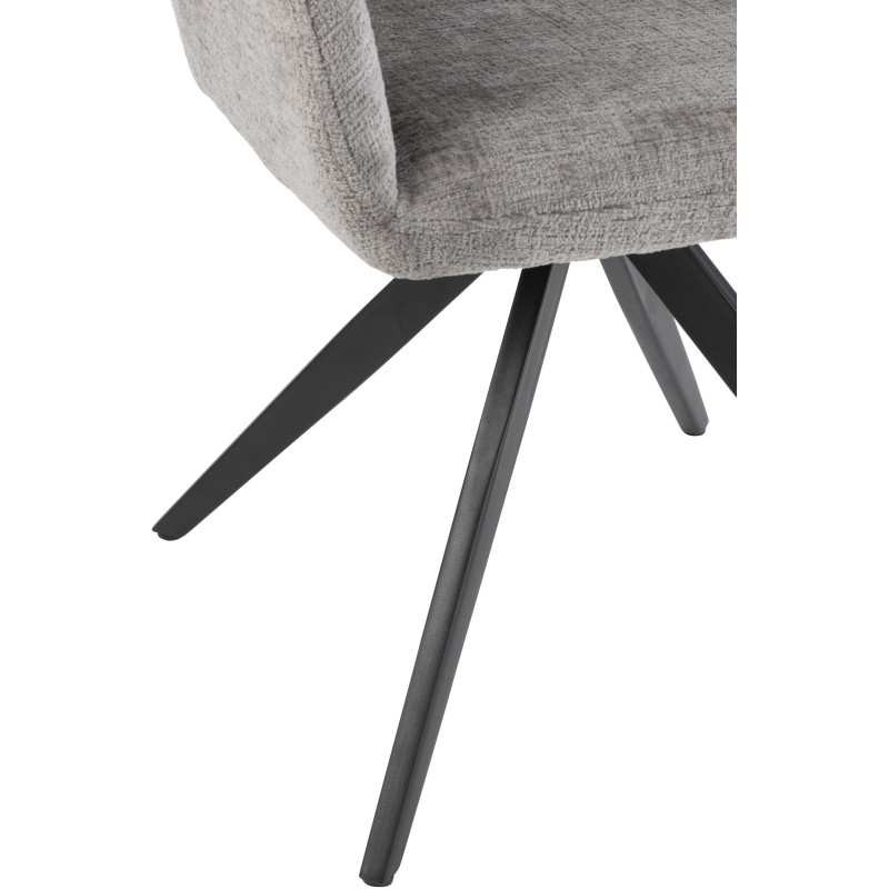 Fauteuil de table moderne pivotant en Tissu acrylique Gris foncé Métal Noir Louna - 5