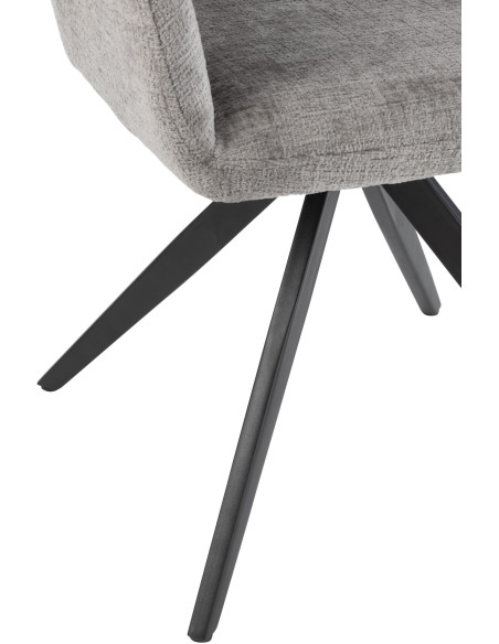 Fauteuil de table moderne pivotant en Tissu acrylique Gris foncé Métal Noir Louna - 5