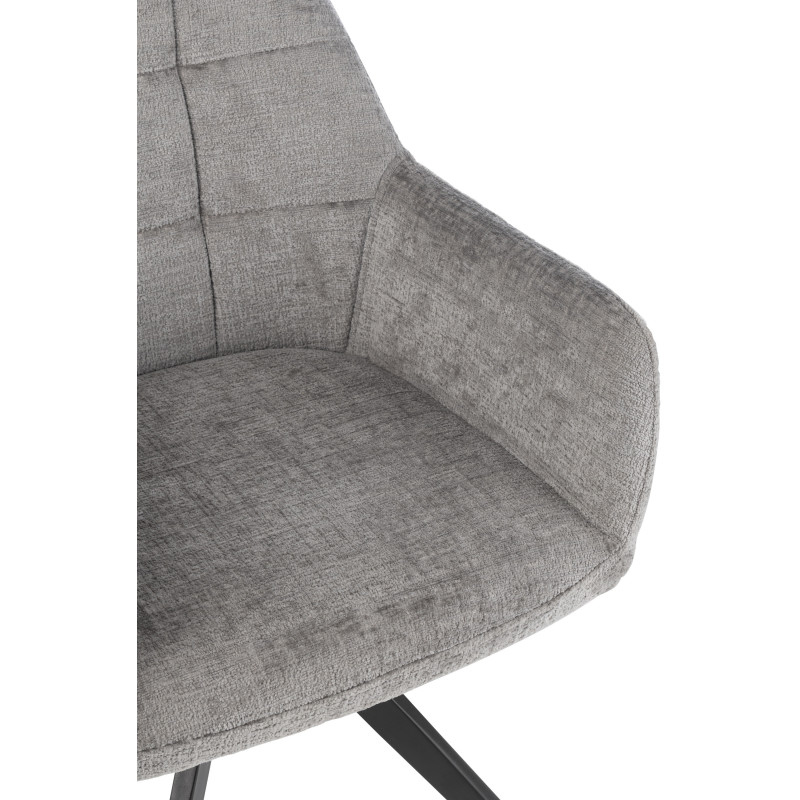 Fauteuil de table moderne pivotant en Tissu acrylique Gris foncé Métal Noir Louna - 6