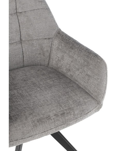 Fauteuil de table moderne pivotant en Tissu acrylique Gris foncé Métal Noir Louna - 6