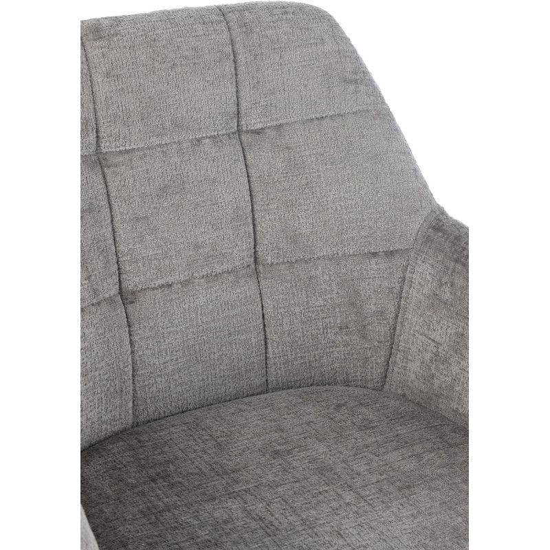 Fauteuil de table moderne pivotant en Tissu acrylique Gris foncé Métal Noir Louna - 7