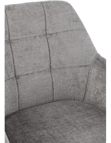 Fauteuil de table moderne pivotant en Tissu acrylique Gris foncé Métal Noir Louna - 7